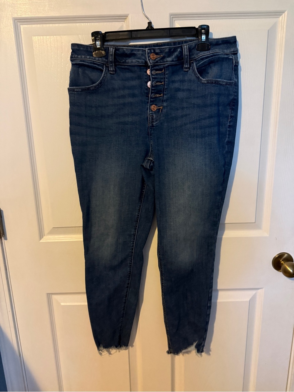 Maurices Dark Blue High-Rise Button-Fly Cropped Jeggings